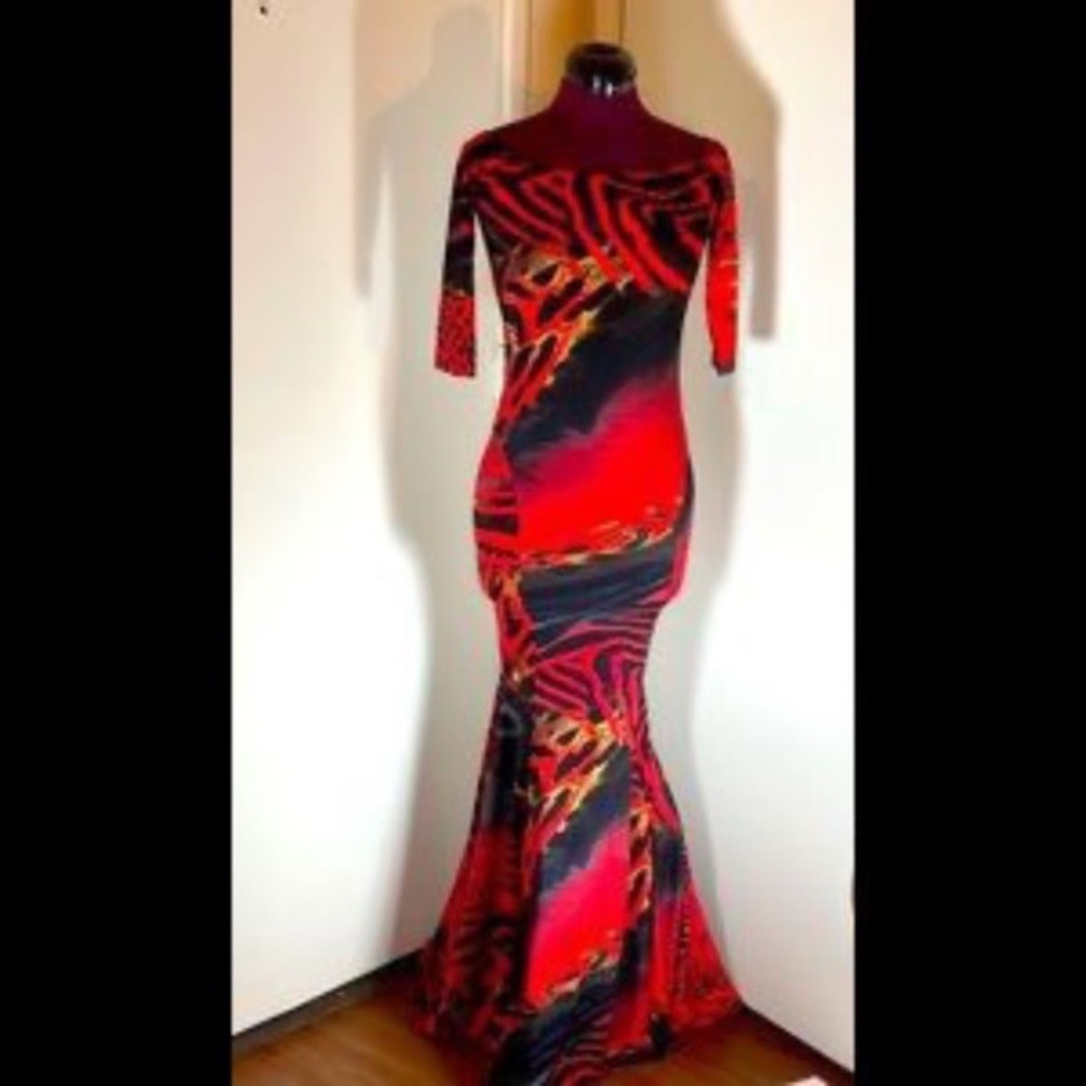 Ducci Stunning Mermaid Dress with Half Sleeves, Off the Shoulder or Boat neck